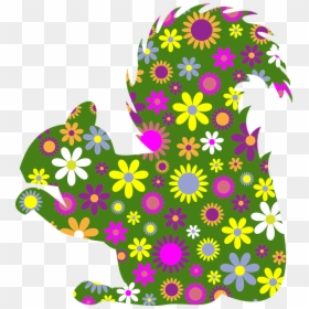 Squirrel, Rodent, Furry, Animal, Profile, Comic - Thumbs Up With Flowers, HD Png Download - squirrel silhouette png