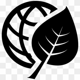 Planet Grid And A Leaf - Eco Friendly Logo Png Black And White, Transparent Png - leaf symbol png