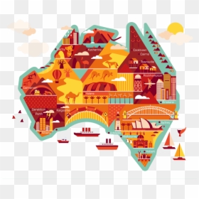 Australian Animated Map Ausvisto - Australia Cartoon Map, HD Png Download - visto png