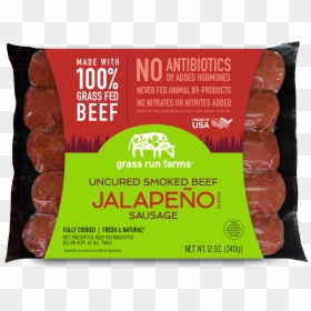 100% Grass Fed Uncured Smoked Beef Jalapeno Sausage - Chocolate, HD Png Download - cooked meat png