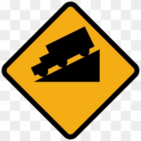 Slope Downhill Lorry Truck Road - Truck On Triangle Sign, HD Png Download - truck vector png