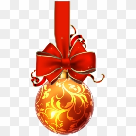 Christmas Ornament With Bow, HD Png Download - christmas ribbon png