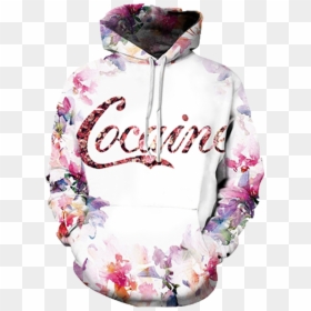 Men Hoodie White Flower, HD Png Download - cocaine png