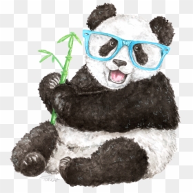 #panda #watercolor #hipster # - Watercolor Panda Glasses, HD Png Download - png hipster