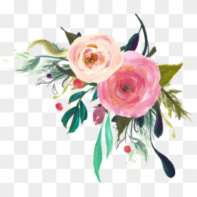 Corner Transparent Watercolor Floral - Corner Watercolor Flowers Transparent Background, HD Png Download - transparent watercolor png