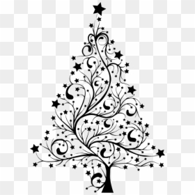 Christmas Tree Clipart Black And White - Christmas Tree Silhouette Png, Transparent Png - white christmas png