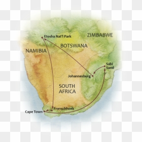 Map Of The Great Namibia And South Africa Safari - Map, HD Png Download - thorn bush png