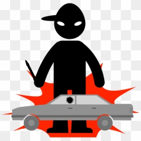 Please Note The Vandalism On The Car - Cartoon Car Thief Clipart, HD Png Download - car illustration png