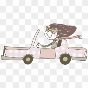 Transparent Drive A Car Clipart - Woman Car Clipart Drawing, HD Png Download - car illustration png