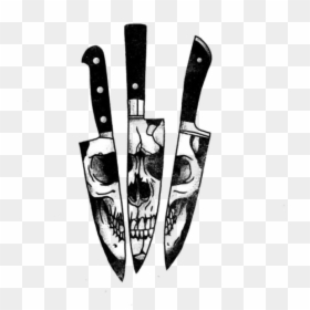 Knife Skull Reflection Tattoo, HD Png Download - knife tattoo png
