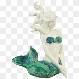 Sitting Mermaid With Swirl Tail - Carving, HD Png Download - green swirl png