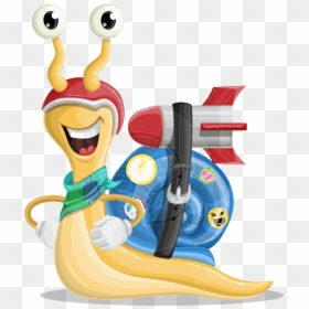 Speedy Snail Cartoon Vector Character Aka Snap The - Snail Rocket Cartoon, HD Png Download - rocket vector png