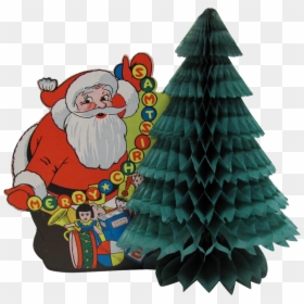 Clip Art Santa Honeycomb Decoration Double - Christmas Tree, HD Png Download - cartoon christmas tree png
