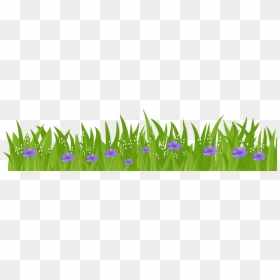 With Purple Flowers Transparent - Grass With Flowers Clipart, HD Png Download - purple divider png