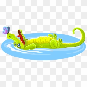 Larva,insect,crocodile - Krokodil Ligt In Het Water, HD Png Download - cartoon alligator png