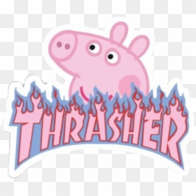 #peppa #peppapig #pink #thrasher #flame #fire #blue - Peppa Pig Thrasher Logo, HD Png Download - pink fire png