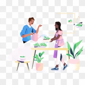 Man Watering Plant - Houseplant, HD Png Download - desk plant png