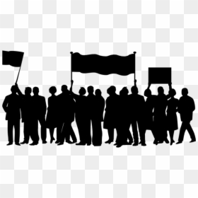 Silhouette Of Protesters Marching With Flags And Banners - Lot Of People Png, Transparent Png - groups of people png