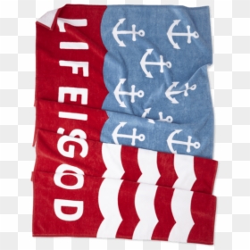 Anchor Wave Flag Beach Towel - Linens, HD Png Download - red anchor png