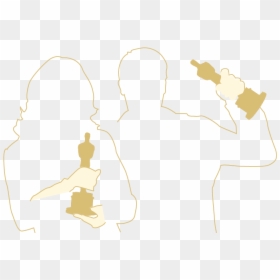 Woman Clutching Statuette And Man Hoisting It - Illustration, HD Png Download - oscar statuette png