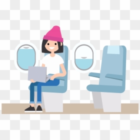 Transparent Blood Pressure Clipart - Girl Sitting On The Plane Cartoon, HD Png Download - computer chair png