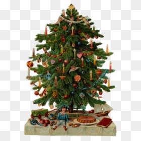 Zibi Vintage Scrap - Vintage Christmas Tree Clip Art, HD Png Download - vintage christmas ornaments png