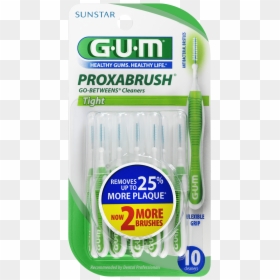 Gum® Go-betweens® Proxabrush® Cleaners, Tight, 10 Ct - Gum Proxabrush, HD Png Download - brushing teeth png