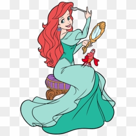 Ariel Clipart Line - Little Mermaid Combing Hair, HD Png Download - little mermaid sebastian png