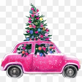 #christmas #pink #car #snow #winter #scchristmastrees - Anastasia Kosyanova Drawings, HD Png Download - pink car png