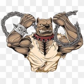 Muscular Pitbull Cartoon , Png Download - Muscle Dog Art Pitbull, Transparent Png - muscular arm png