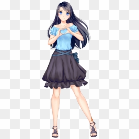 Anime Girl With Brown Hair Png -anime Girl With Black - Anime Girl With Long Hair, Transparent Png - long black hair png