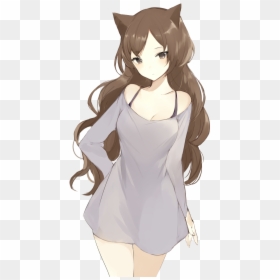 Transparent Crying Anime Girl Png - Brown Haired Neko Girl, Png Download - anime girl transparent png