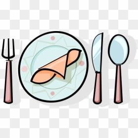 Vector Illustration Of Dinner Table Place Setting Knife, - Tisch Decken Clipart, HD Png Download - dinner table png