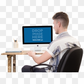 Desk,personal Device,output Device,electronic Device,desktop - Computer Typing Pic Png, Transparent Png - white desk png