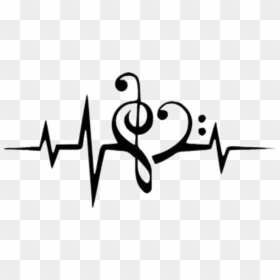 Heartbeat With Music Notes Clipart , Png Download - Treble Bass Clef Heart, Transparent Png - music note clipart png