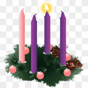 Clip Art Four Purple One Lit - Three Advent Candles Lit, HD Png Download - lit candle png
