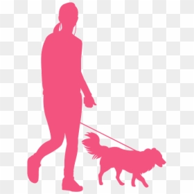 People Walking Dog Png Silhouette, Transparent Png - person walking dog png