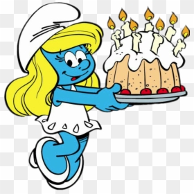 Smurfs Girl Happy Birthday, HD Png Download - birthday cake.png