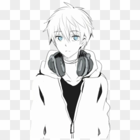 & Anime With White Hair# Anime Was Born With White - Anime Boy White Hair, HD Png Download - black and white anime png