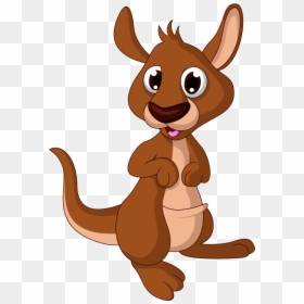 Cartoon Illustration Brown Transprent - Baby Kangaroo Cartoon, HD Png Download - kangaroo clipart png