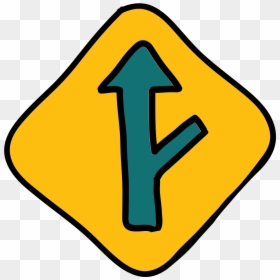 Right Y Intersection Road Sign Icon - Pedestrian Crossing Sign Clip Art, HD Png Download - winding road png