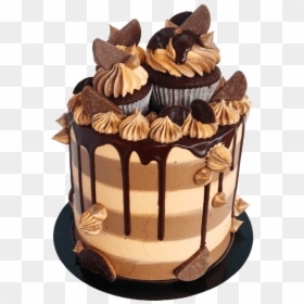 Chocolate Orange Drip Cake - Elegant Birthday Cake Png, Transparent Png - slice of cake png