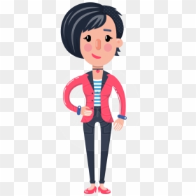 Cartoon Girl With Short Hair Vector Character - Cartoon Girl With Short Black Hair, HD Png Download - female hair png