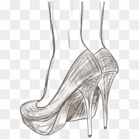 Shoe Drawing High - Heels Drawing, HD Png Download - high heel shoe png