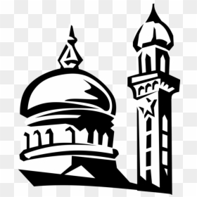 Vector Black And White Stock Islamic Mosque Dome And - Masjid Black And White, HD Png Download - dome png