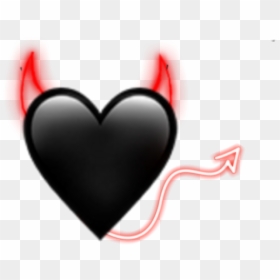 #devil #demon #horn #tail #emoji #love #heart #black - Heart, HD Png Download - double heart emoji png