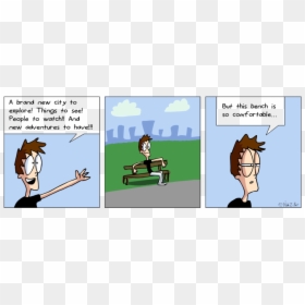 Bench - Cartoon, HD Png Download - people sitting on bench png