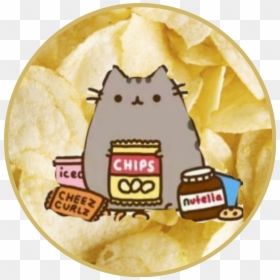 Pusheen Cat Eating Potato Chips In A Potato Chips Background - Thank You Gifs Food, HD Png Download - lays chips png
