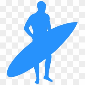 Silhouette Surfboard Blue, HD Png Download - surfer silhouette png