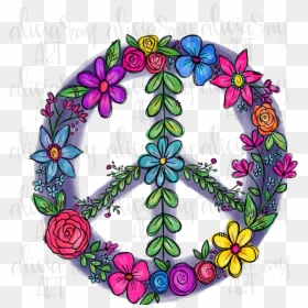 Colorful Floral Peace Sign Example Image - Floral Peace Sign Svg, HD Png Download - png peace sign
